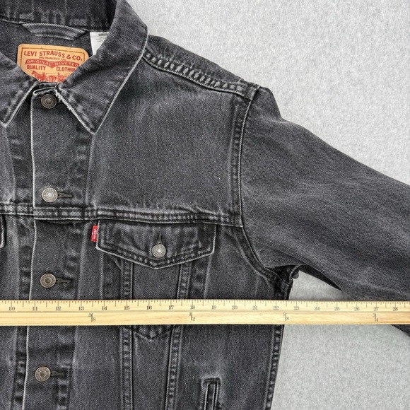 Vintage Levis Jacket Mens Large Black Faded Trucker Denim Type 3 Jean 70507 - Picture 15 of 16